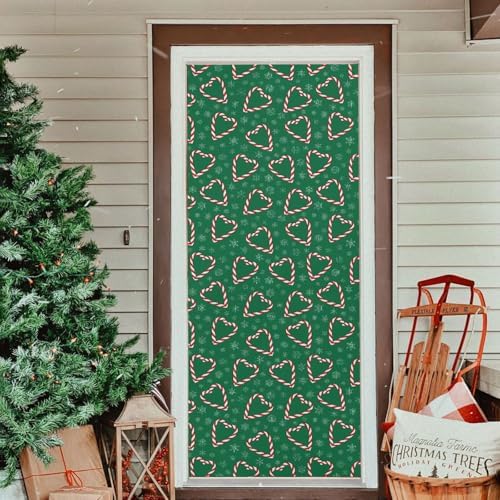 Susiyo Christmas Candies Heart Door Cover Stretch Fabric for Home Party Decorations 32x79 in
