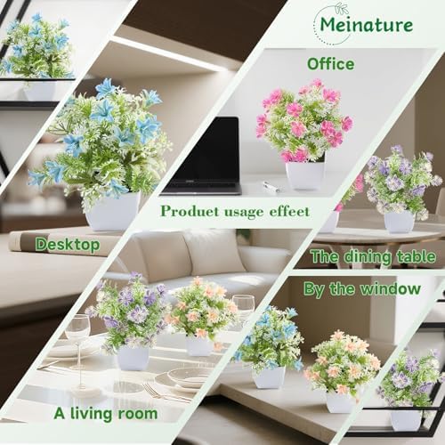 4-Pack Small Artificial Plants with Realistic Flowers