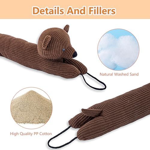 34 Inch Heavy Duty Under Door Draft Stopper with Hanging Loops - Grey Dog Design