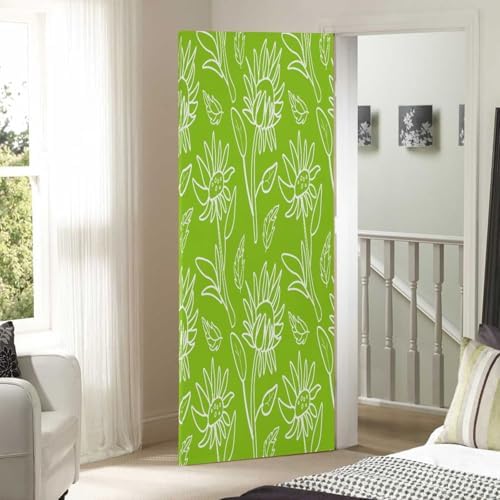 Susiyo Stretchable White Flowers Door Cover for Front Door Home Decor 35x79 Inch