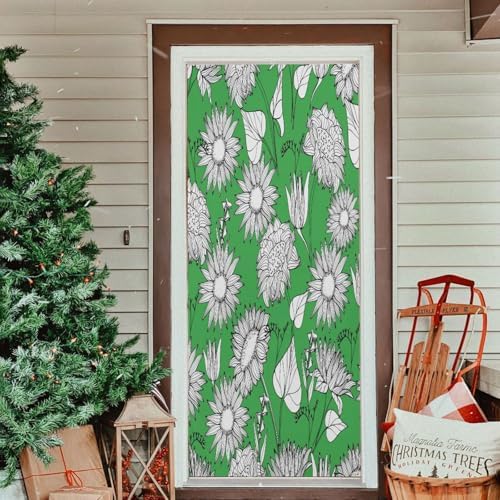 Susiyo Greem Autumn Wildflowers Halloween Door Cover 32x79 in