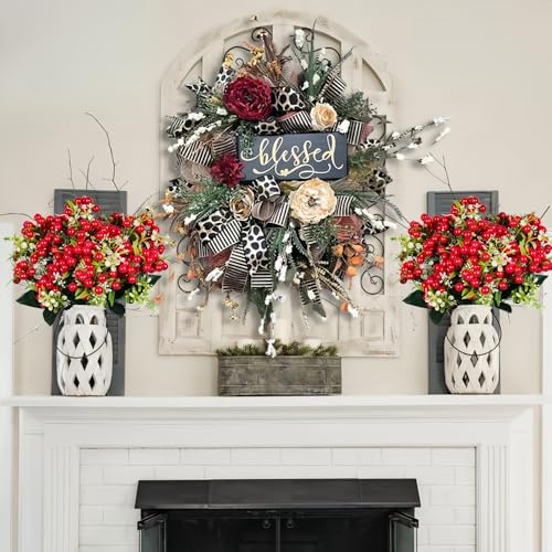 RECUTMS Artificial Christmas Berry Branches 6 Pcs for Decor