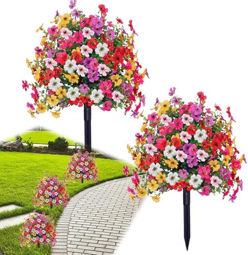 Set of 2 Artificial Boxwood Ball Trees with Ground Spike