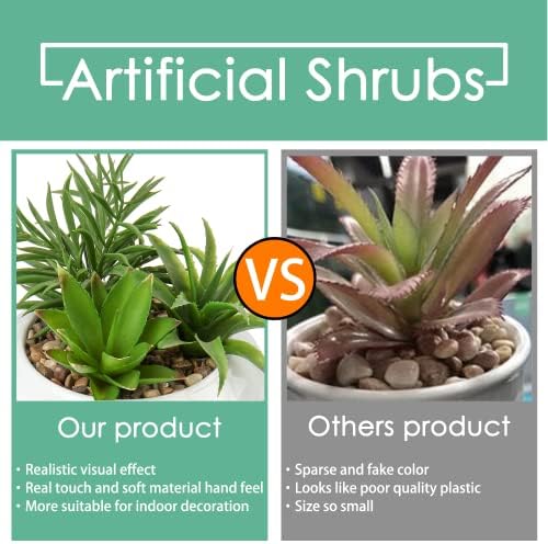 Hollyone Realistic Artificial Succulent Plants with White Ceramic Pot for Home Decor