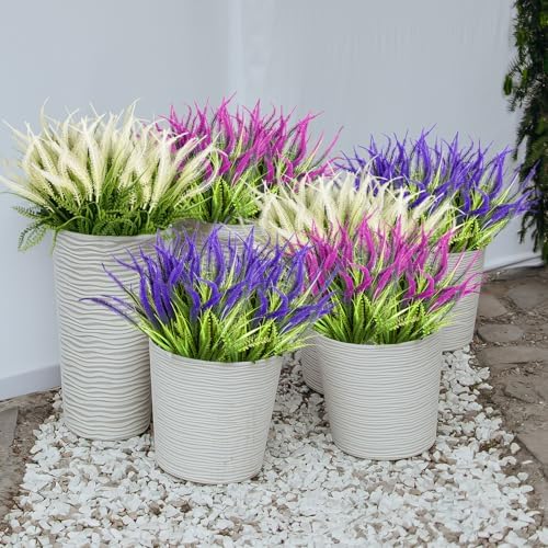 SAREAL Artificial Plants - 10 Bundles Faux Bead Grass Greenery UV Resistant Weatherproof Red