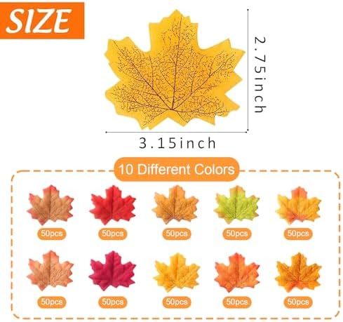 FUTUREPLUSX 500PCS Fake Maple Leaves Decorations