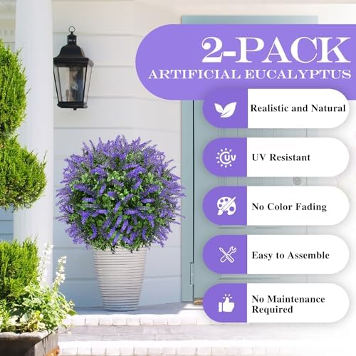 23 Inch Set of 2 Artificial Boxwood Topiary with Sunflowers for Outdoor Decor