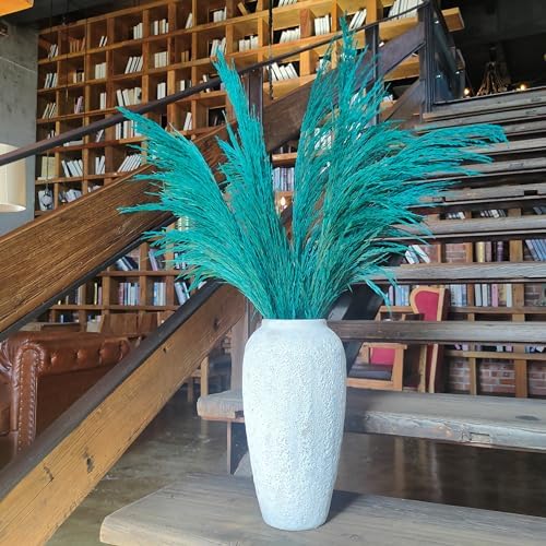 Teal Pampas Grass Decor Tall 4pcs Natural Dried Blue Floral with Aroma