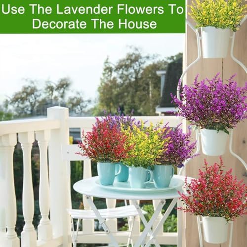 20 Bundles Artificial Lavender Flowers for Outdoor Summer Decor