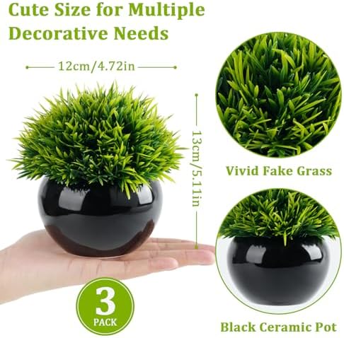 ASHELYULLA Small Fake Plants Set of 3 Artificial Plants for Home Office Decor