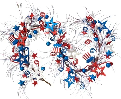 Bibelot 59ft Patriotic Wreath Garland for 4th of July Decor