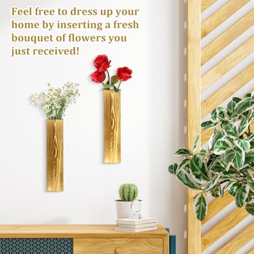 4 Sets Wood Wall Planters for Artificial Plants and Dried Flowers