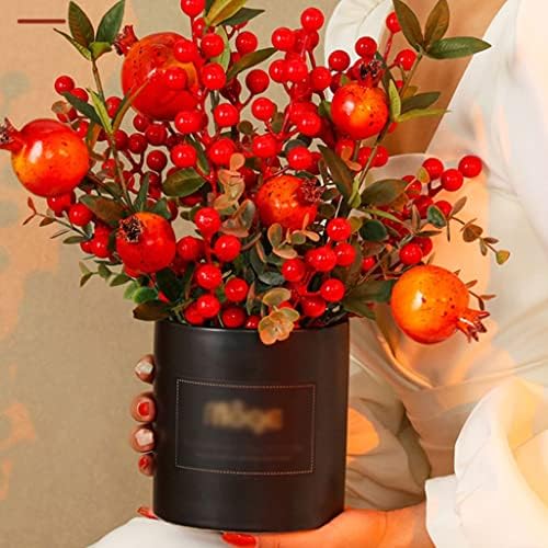 Pomegranate Artificial Flower Set with Ceramic Vase for Home Decor