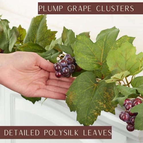 Factory Direct Craft Artificial Tuscan Garland with Grapes - 6 Feet Long
