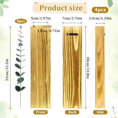 4 Sets Wood Wall Planters for Artificial Plants and Dried Flowers