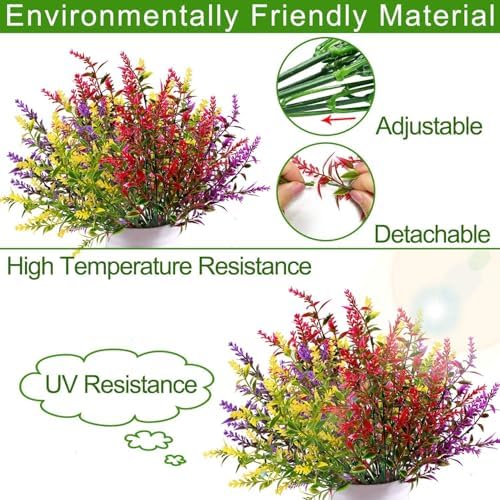 20 Bundles Artificial Lavender Flowers for Outdoor Summer Decor