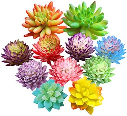 Zhiheng 11PCS Assorted Multicolor Artificial Succulent Plants
