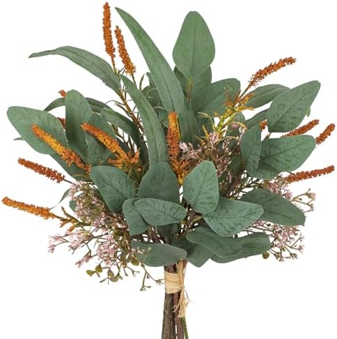 Fall Artificial Eucalyptus Bouquet with Orange Sage Leaves 1