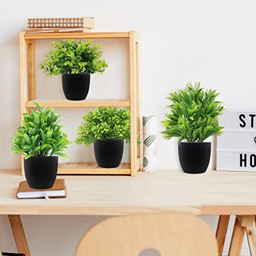LELEE Artificial Potted Plants 4 Pack Medium Eucalyptus Decorative Grass