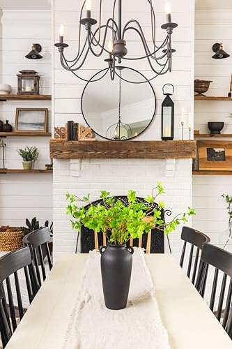 12 Inch Black Ceramic Vase with 5 Branches Artificial Greenery Set