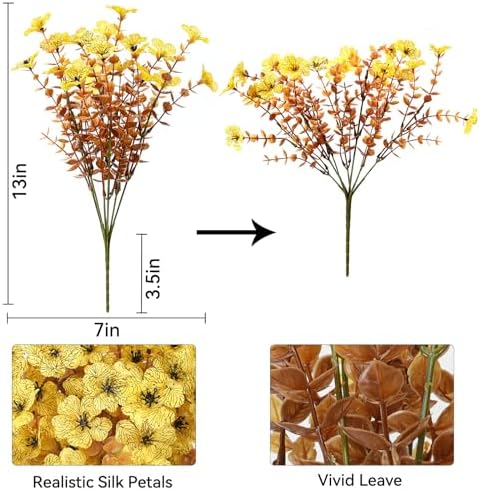 12 Bundles Artificial Mums for Outdoor Fall Decor