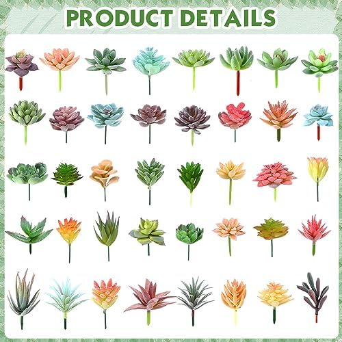 Tigeen 80 Pcs Artificial Plastic Succulents