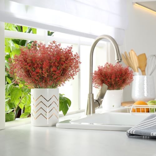 XEOLIAN Artificial Plants 12 Bundles UV Resistant Faux Greenery for Indoor Outdoor Decor