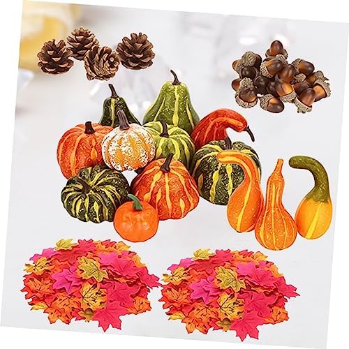 IMIKEYA 141pcs Halloween Artificial Pumpkins Acorns and Maple Leaves Decor