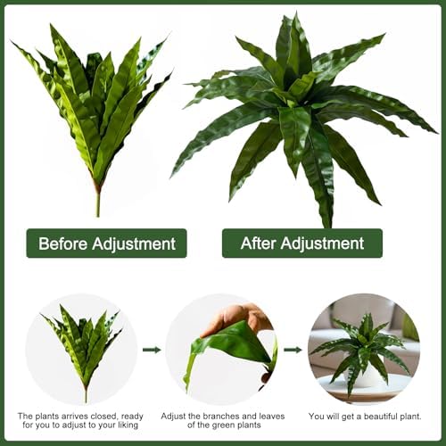 Yarmare 4 Pcs Artificial Dracaena Stems Greenery Plant Realistic Fake Leaves for Home Decor