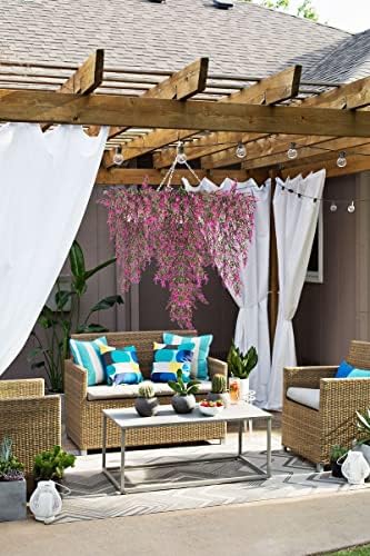 SJL Artificial Flower Hanging Vine Faux Lavender UV Resistant Decor