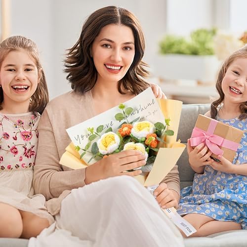 Yellow Handmade Crochet Flower Bouquet for Home Decor and Occasions