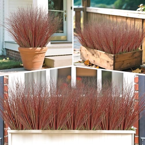 24 Pack Red Artificial Onion Grass for Outdoor and Indoor Decor