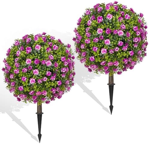 Grewyear Artificial Topiary Ball with Ground Spike Set of 2