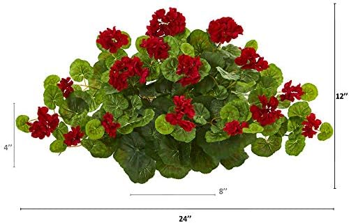 Nearly Natural 24in Geranium Artificial Ledge Plant