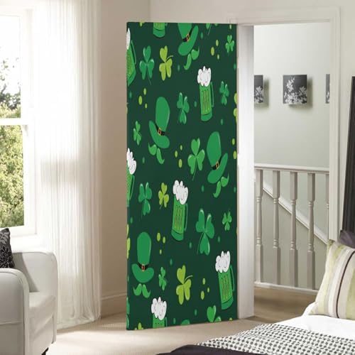 Susiyo Leprechaun Hat Mustache Halloween Door Cover 32x79 in