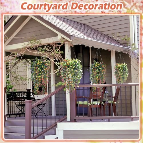 Hotop 6 Pcs Artificial Hanging Plants with Flowers