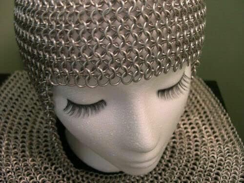 Aluminum Chain Mail Coif Medieval Hood Round Neck Armor Hood