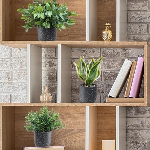 Winlyn 3 Pack Artificial Plants in Black Cement Pots