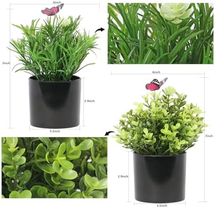7 H Fake Plants Indoor 2 Pack Artificial Topiary Plants for Desk Office Tabletop Decoration