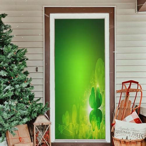 Susiyo Green Clover Leaf Halloween Door Cover 32x79 in