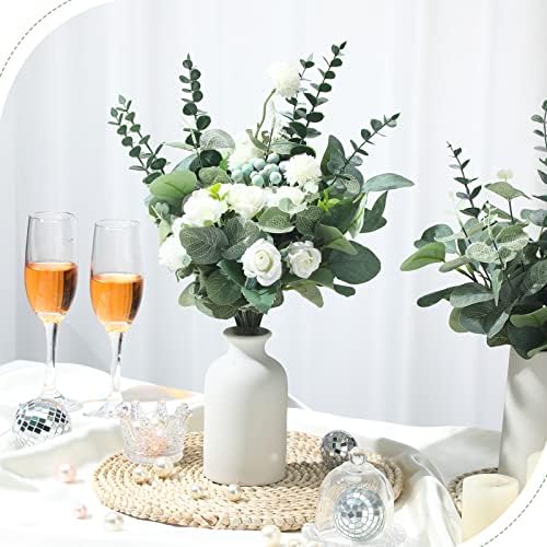 Giegxin 1000 Pcs 3 Kinds Mixed Eucalyptus Artificial Greenery Stems for Wedding Decor