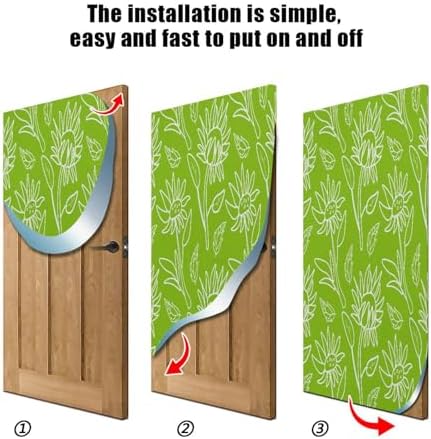 Susiyo Stretchable White Flowers Door Cover for Front Door Home Decor 35x79 Inch