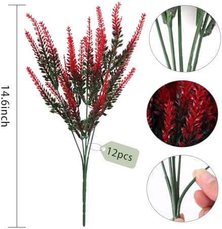 RECUTMS Artificial Lavender Flowers Bouquet 12 PCS Red