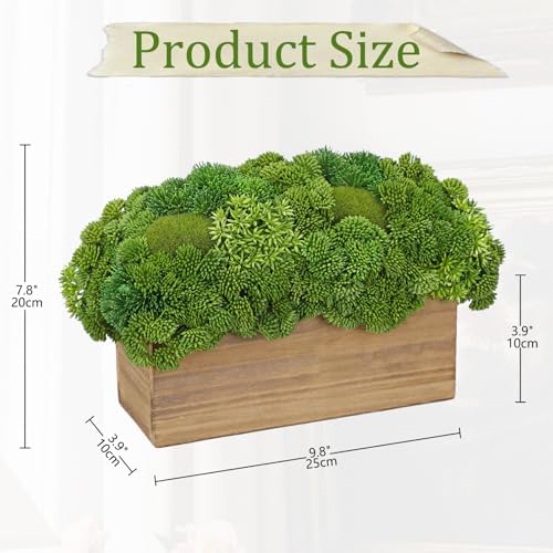 Briful Artificial Succulent Plants in Wooden Planter Pot