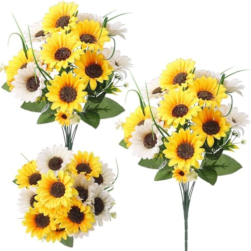 Giegxin 2 Bundle Artificial Sunflower Flowers for Grave Vase Centerpieces Decor