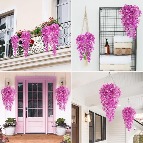 3Pcs Artificial Hanging Rose Plants 295 in UV Resistant for Home Indoor Outdoor Decor Wedding Party