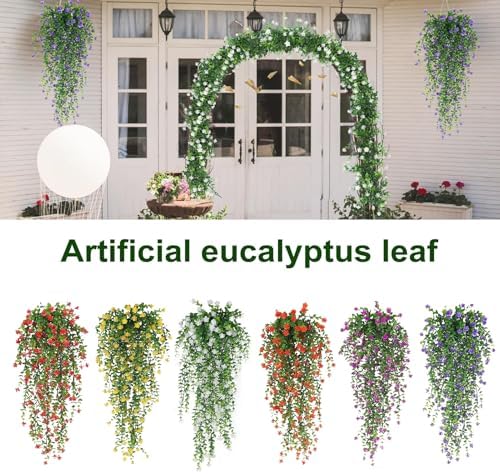 Fake Hanging Plants Artificial Eucalyptus Pothos Vines Greenery for Wall Living Room Garden Decor