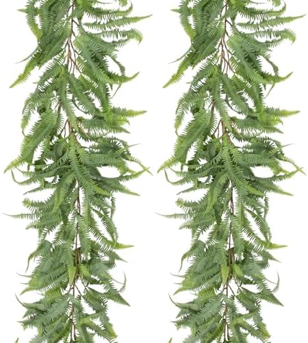 Briful 5ft Greenery Garland Set of 2 Boston Fern Decor