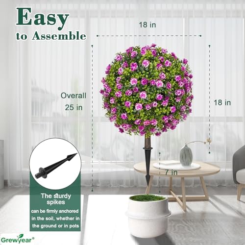 Grewyear Artificial Topiary Ball with Ground Spike Set of 2