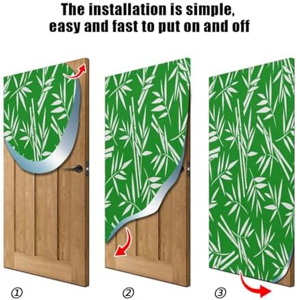 Susiyo Green Bamboo Halloween Door Cover Stretch Fabric Door Decoration for Home Parties